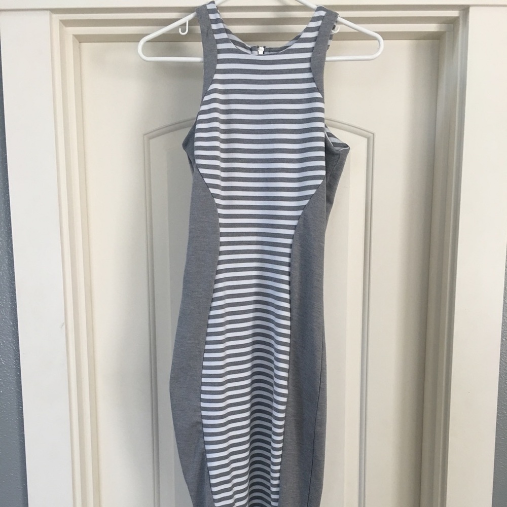 Form fitting Grey striped dress small